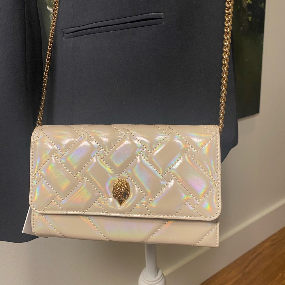 NWT Kurt Geiger Quilted Patent Leather Wallet On Chain - Picture 3 of 12